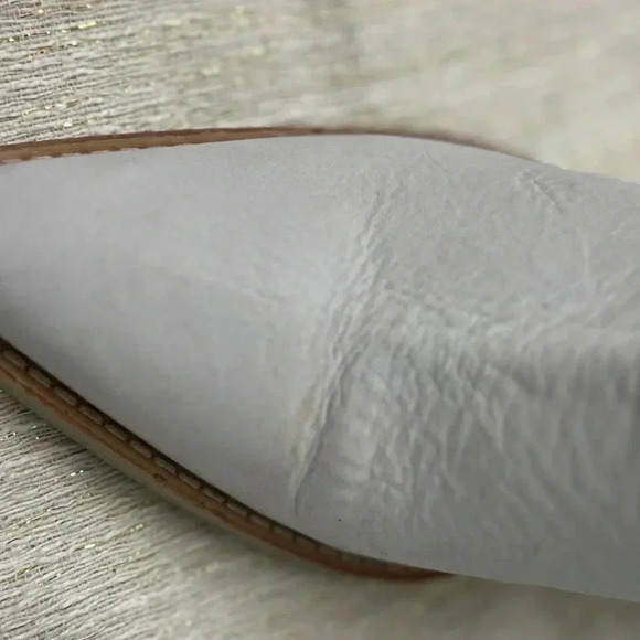 Free People Wilder Pointed Toe Leather Booties Size EU 37 US 6 White Western New - Picture 14 of 16